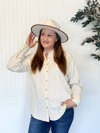 Meadow Mist Floral Gauze Button Up Shirt, Cream - 160 Outerwear - The Farmhouse
