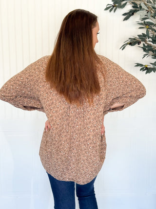 Meadow Mist Floral Gauze Button Up Shirt, Taupe - 100 Casual Tops - The Farmhouse