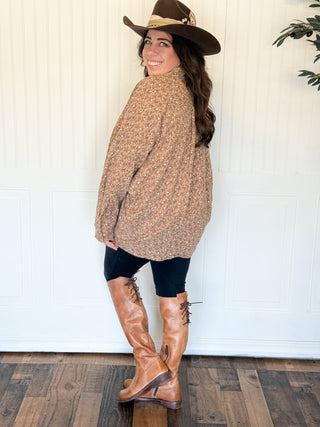 Meadow Mist Floral Gauze Button Up Shirt, Taupe - 100 Casual Tops - The Farmhouse