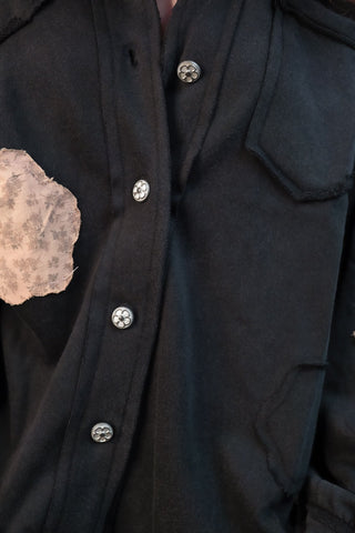 Meadow Patch Balloon Sleeve Shacket Top, Black - 160 Outerwear - The Farmhouse
