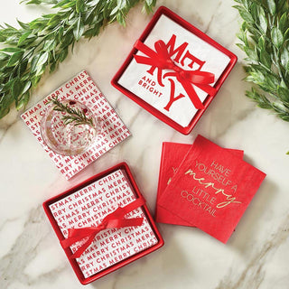 Merry and Bright Ceramic Napkin Tray Set - 430 Holiday Decor - The Farmhouse