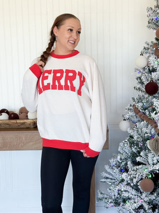 Merry Cloud Knit Ringer Sweatshirt, Cream - 140 Sweatshirts + Sweaters - The Farmhouse