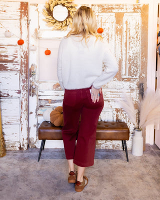Back view of Mica Sundance wide-leg crop jeans with high rise