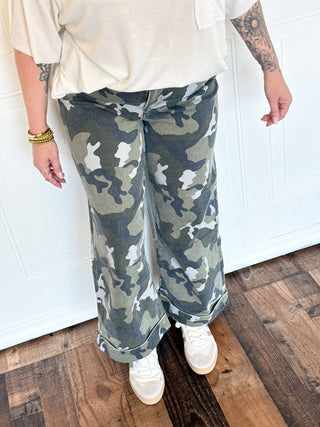 MICA The Camo Trail Wide Leg Crop Pants - 210 Jeans - The Farmhouse