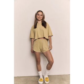 Mineral Wash High - Waist Jersey Shorts, Classic Beige - 220 Shorts + Skirts - The Farmhouse