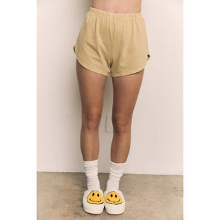 Mineral Wash High - Waist Jersey Shorts, Classic Beige - 220 Shorts + Skirts - The Farmhouse