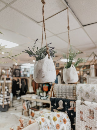 Mini Stoneware Planter W/ Jute Rope Hanger - 170 Dresses - The Farmhouse