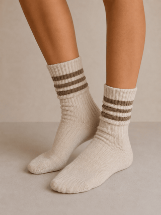MIOU MUSE Women's Rustic Cocoa Ribbed Socks - 260 Fashion Accessories - The Farmhouse