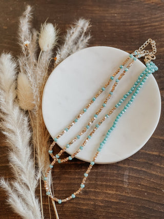 Moana Half N' Half Beaded Necklace - Teal - The Farmhouse