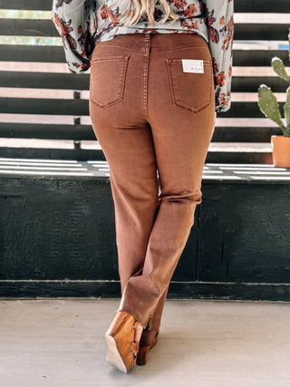 Mocha Bliss High Rise Straight Denim Jean - The Farmhouse