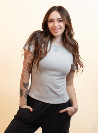 MOD REF Women's Crisp Air Soft Knit Top, Heather Gray - 100 Casual Tops - The Farmhouse