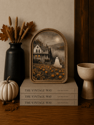 Moody Ghost House Arch Framed Art 6"x8" - 430 Holiday Décor - The Farmhouse