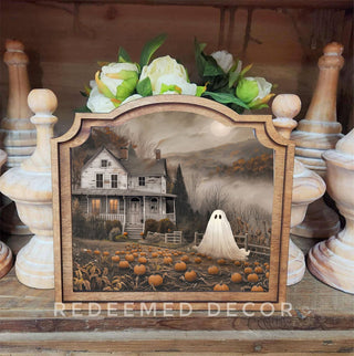Moody Ghost House Provincial Framed Art - 430 Holiday Décor - The Farmhouse