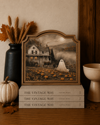 Moody Ghost House Provincial Framed Art 9x10" - 430 Holiday Décor - The Farmhouse