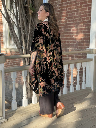 Moon Knight Floral Velvet Burnout Kimono w/ Armholes - The Farmhouse