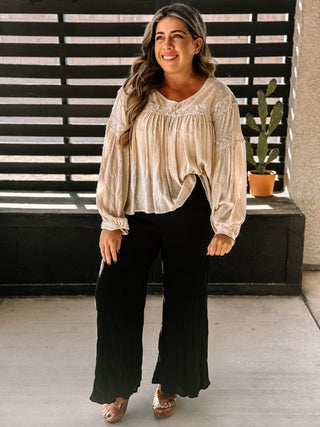 Moonlit Garden Boho Lace Flowy Blouse, Ivory - The Farmhouse