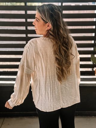 Moonlit Garden Boho Lace Flowy Blouse, Ivory - The Farmhouse