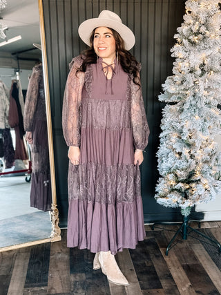 Moonlit Whimsy Romantic Elegant Boho Maxi Dress, Mocha - The Farmhouse