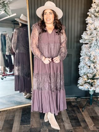 Moonlit Whimsy Romantic Elegant Boho Maxi Dress, Mocha - The Farmhouse