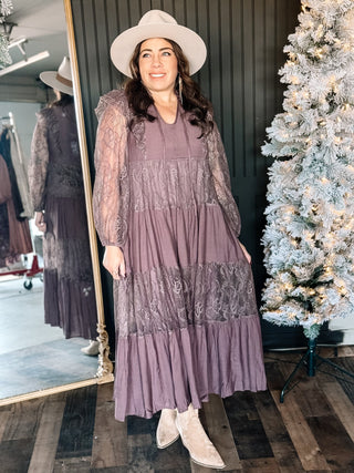 Moonlit Whimsy Romantic Elegant Boho Maxi Dress, Mocha - The Farmhouse