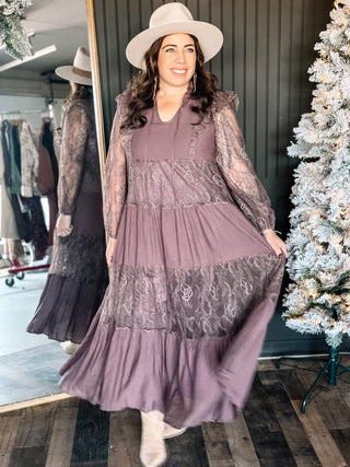 Moonlit Whimsy Romantic Elegant Boho Maxi Dress, Mocha - The Farmhouse