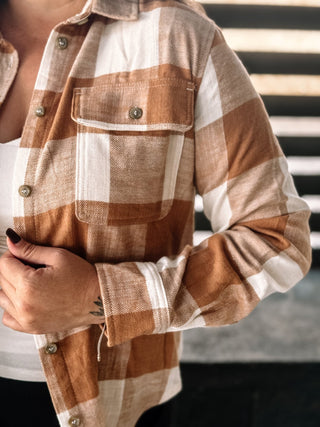 Morning Glow Athleisure Flannel, Camel - The Farmhouse