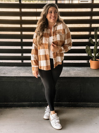 Morning Glow Athleisure Flannel, Camel - The Farmhouse