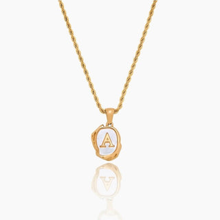 Mother of Pearl 18K Gold Plated Initial Necklace - 290 Jewelry - The Farmhouse
