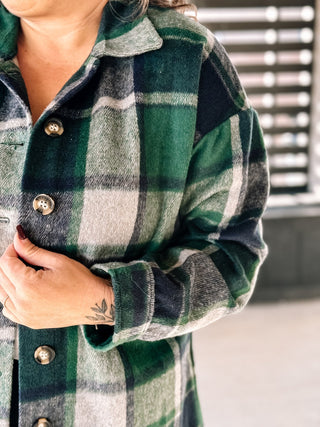 Mountain Breeze Flannel Shacket, Green - The Farmhouse