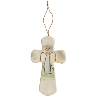 Mud Pie stoneware nativity cross with intricate angel design