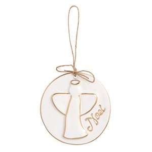 Mud Pie angel gold disc Christmas ornament with metallic finish