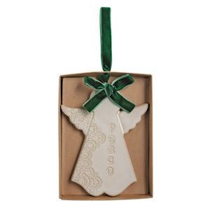 Mud Pie white angel Christmas ornament with classic angel silhouette