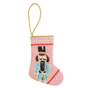 Mud Pie blue mini nutcracker stocking ornament for holiday displays