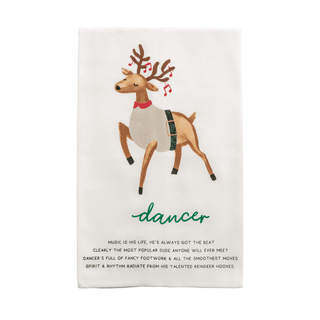 Mud Pie cotton hand towel with Dancer reindeer poem and glitter accents