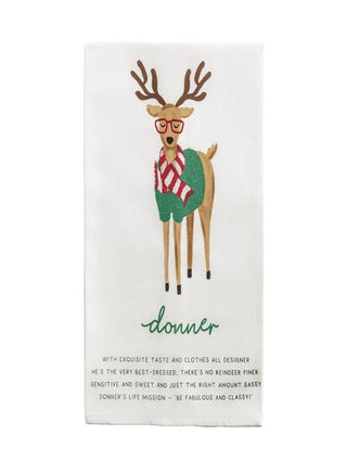 Mud Pie Donner reindeer poem cotton towel with glitter accents