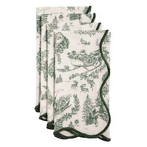 Mud Pie green toile cloth napkin for holiday table settings