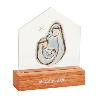 Mud Pie LED light-up acrylic Holy Christmas sitters for a nativity display