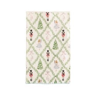 Mud Pie cotton kitchen towel with lattice nutcracker pattern