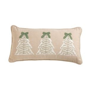 Mud Pie white beaded Christmas lumbar pillow for holiday sofa