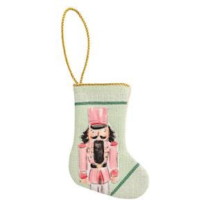 Mud Pie mini pink nutcracker stocking ornament for holiday decor