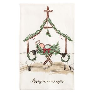 Mud Pie cotton kitchen towel with full nativity scene print