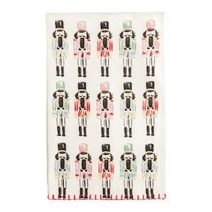 Mud Pie nutcracker print cotton kitchen towel for the holidays
