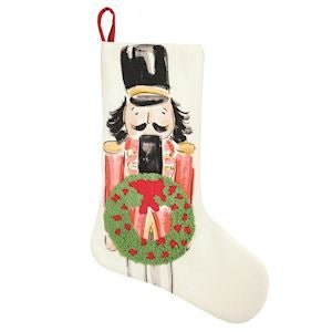 Mud Pie red nutcracker embroidered Christmas stocking for the mantel