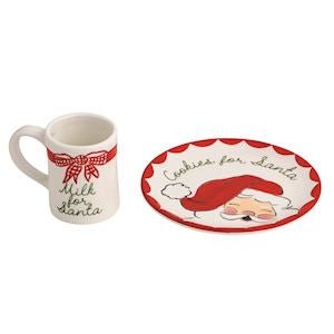 Mud Pie ceramic Santa milk and cookie mug for Christmas Eve