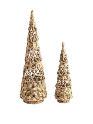 Close-up of natural woven seagrass texture on Mud Pie trees