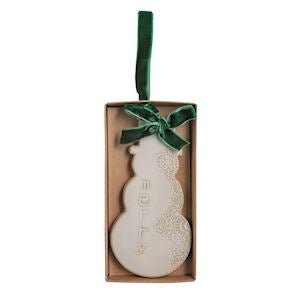 Mud Pie white snowman Christmas ornament from the White Christmas collection