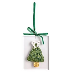 Mud Pie acrylic Christmas tree ornament with luminous light-catching finish