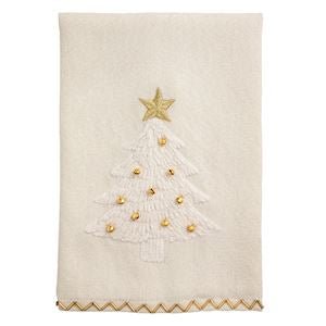 Mud Pie cotton kitchen towel with embroidered Christmas tree