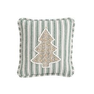 Mud Pie mini decorative pillow with white Christmas tree design