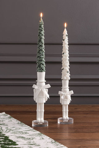 Alternate view of Mud Pie nutcracker candlestick on acrylic base